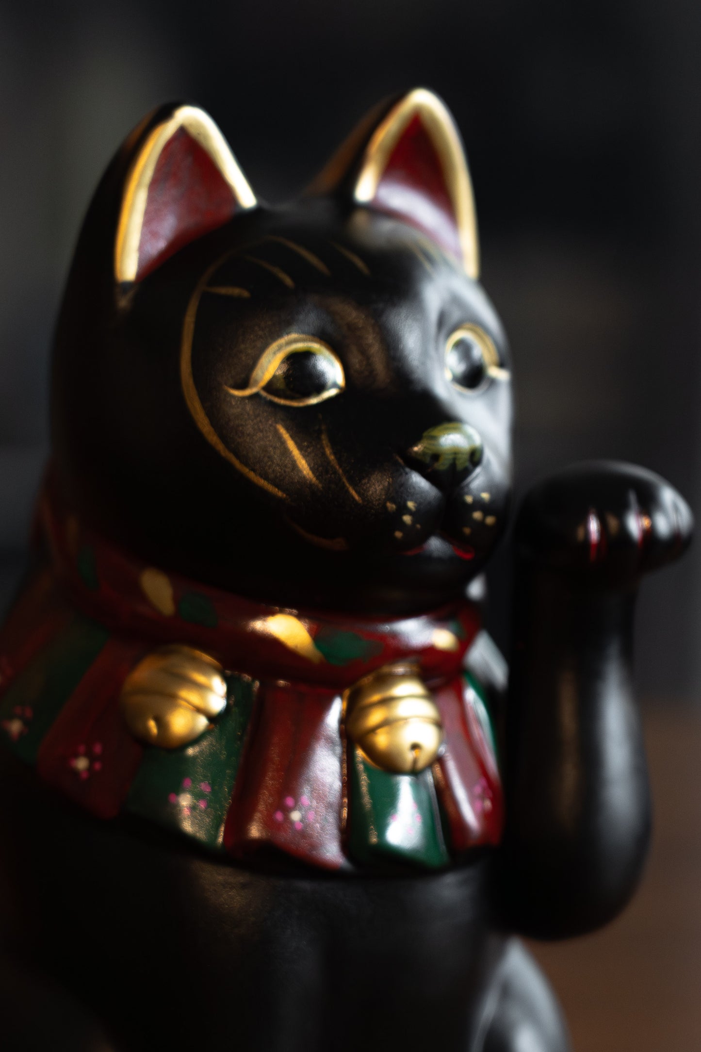 招財貓 貓咪 黑色 19.5cm 日本製造