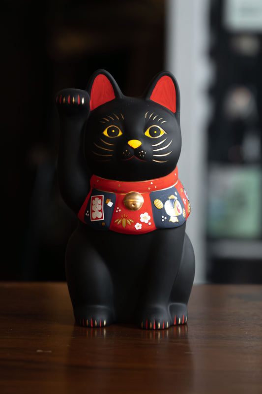 招財貓 貓咪 黑色 16cm 10cm 日本製造