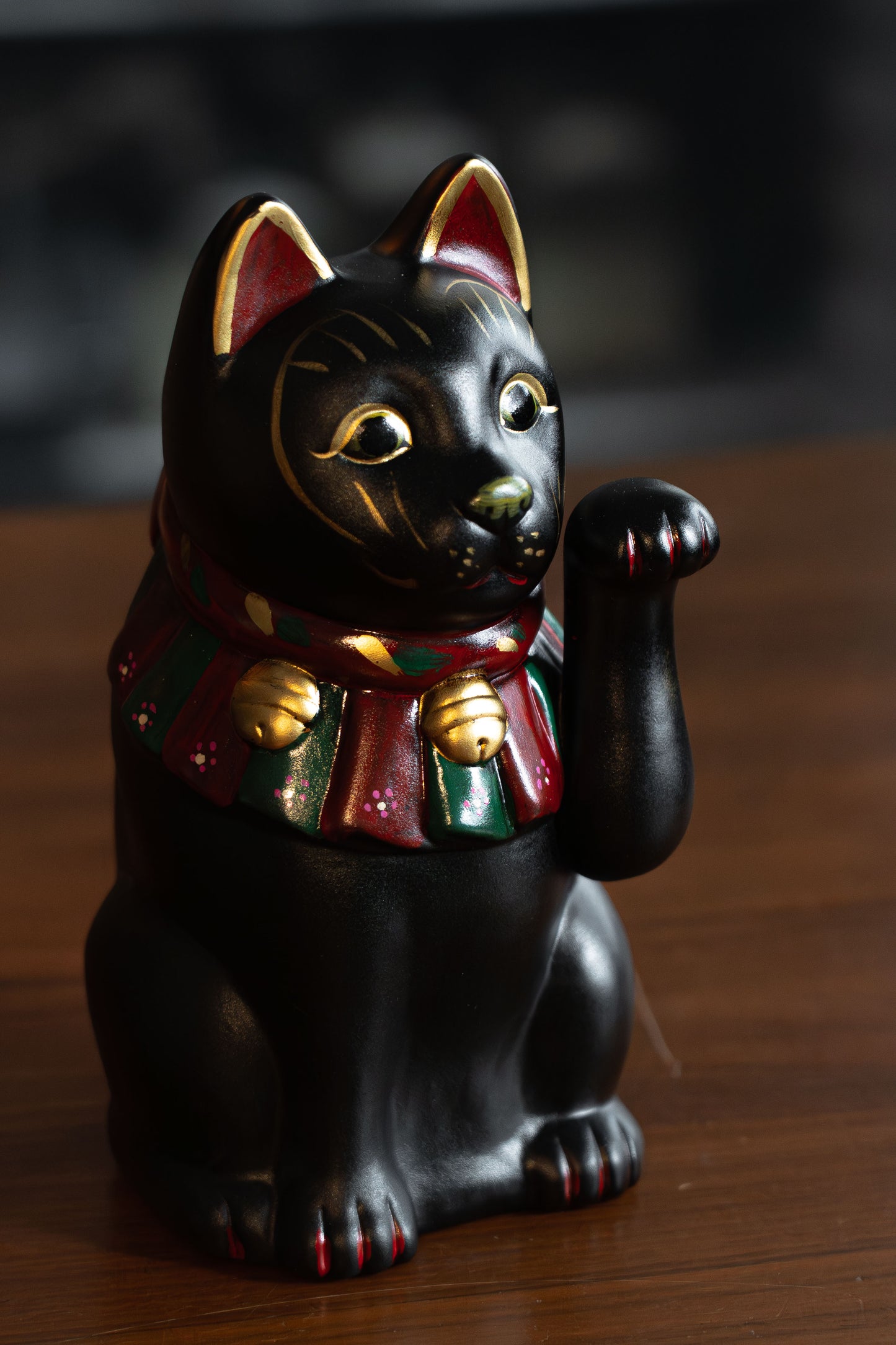 招財貓 貓咪 黑色 19.5cm 日本製造