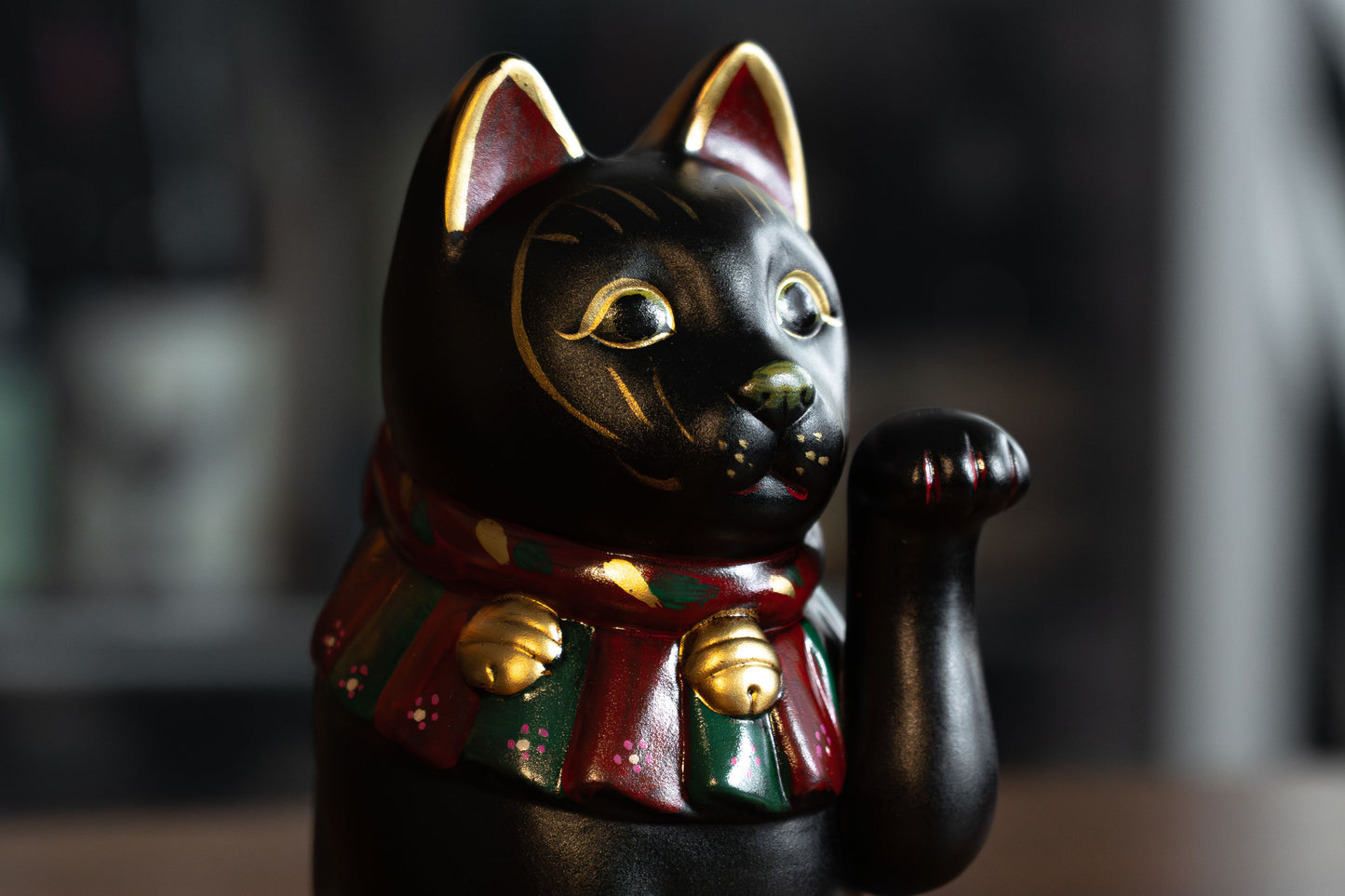 招財貓 貓咪 黑色 19.5cm 日本製造